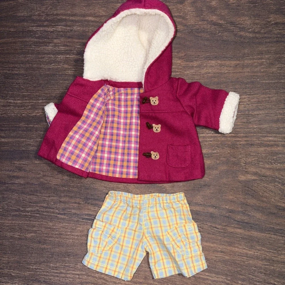 American Girl Bitty Baby 8 Piece Clothing Bundle Gingham Dress Toggle Coat
